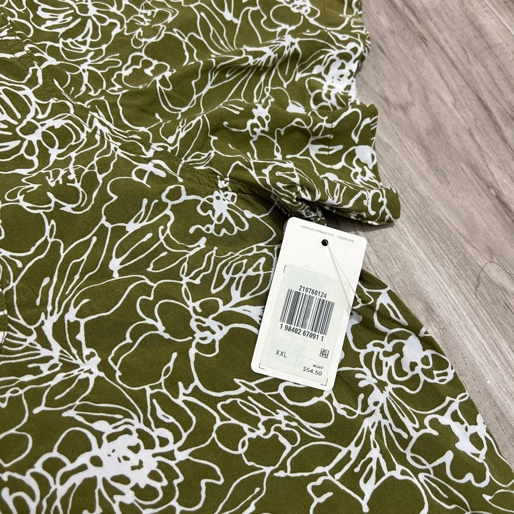 Levi's Classic Camper Shirt 2XL Green printed Relaxed Fit